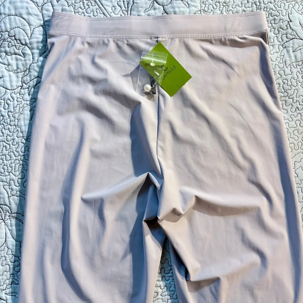 NWT IC by Connie K Pearl & Bow Detail Pull On Ankle Pants Light Gray Sz S 🧡
